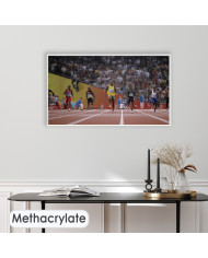 Usain Bolt en la final de 100 metros de Río, 2016