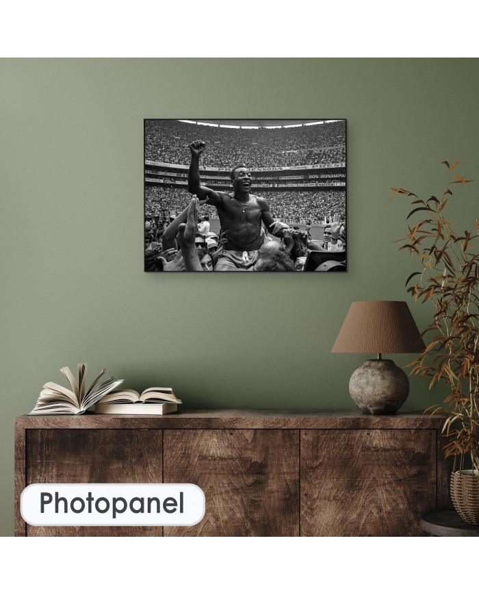 Pelé celebrando el mundial en el estadio Azteca, Mexico, 1970