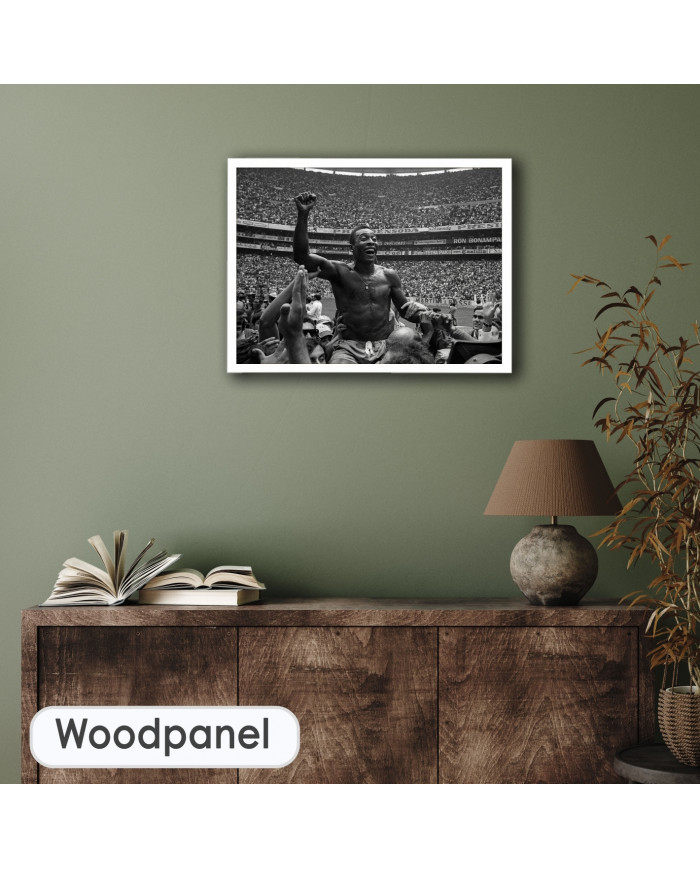 Pelé celebrando el mundial en el estadio Azteca, Mexico, 1970