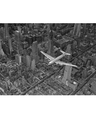Vista aéra de un DC-4 volando sobre Manhattan