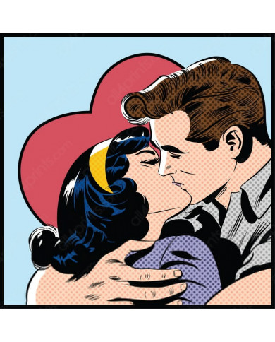 Pop Art illustration of a kissing couple Pop Art illustration of a kissing couple
