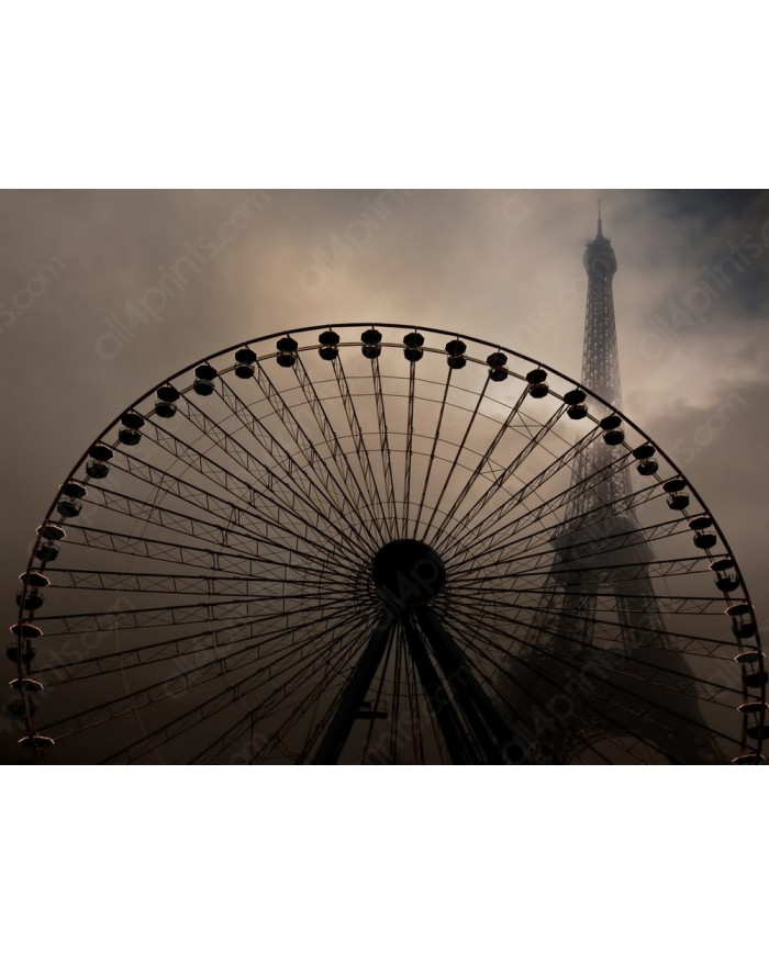 Noria en frente de la Tour Eiffel, París, Francia