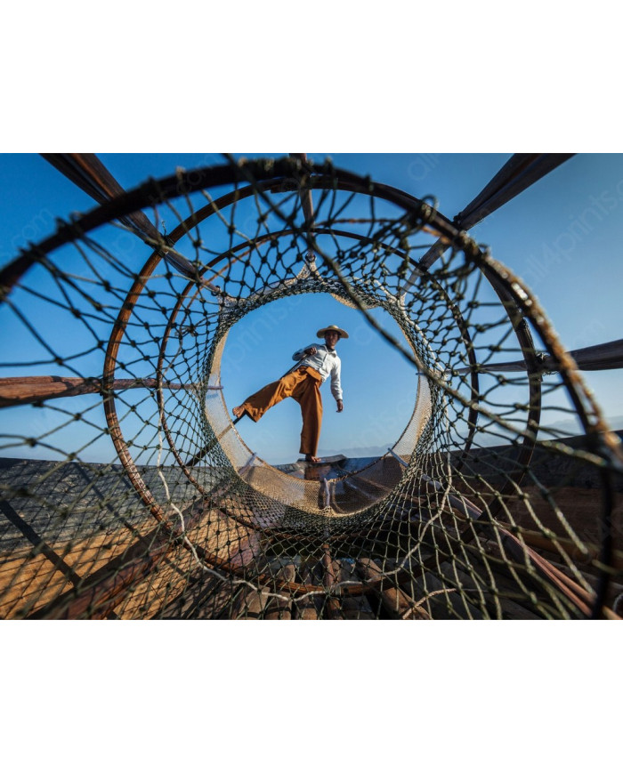 Pescador brimano, lago Inle, Brimania