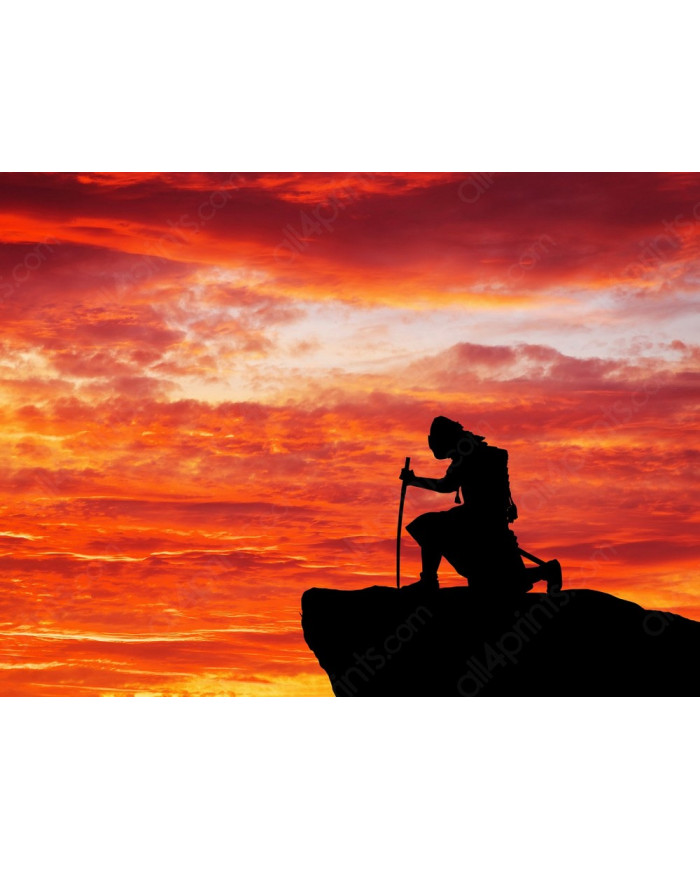 Samurai sobre una montaña, Japón