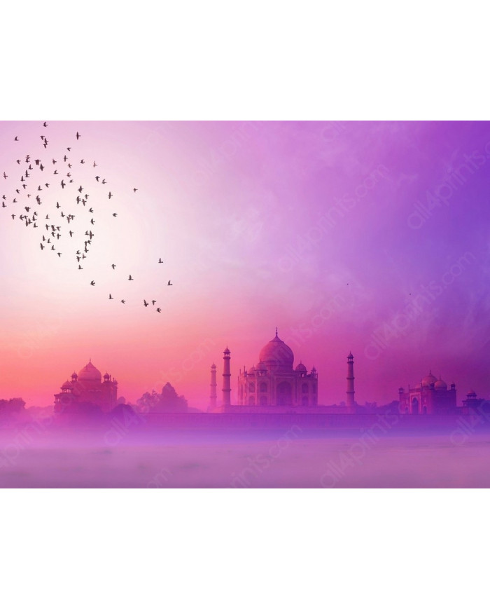 Puesta de sol en el Taj Mahal,  India