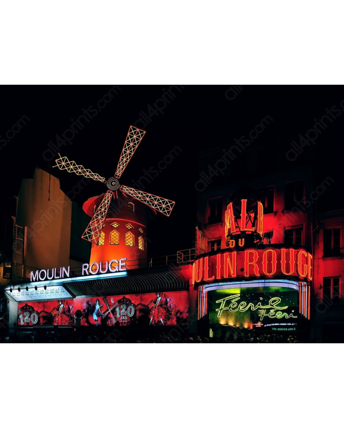 Moulin Rouge de noche, París, Francia
