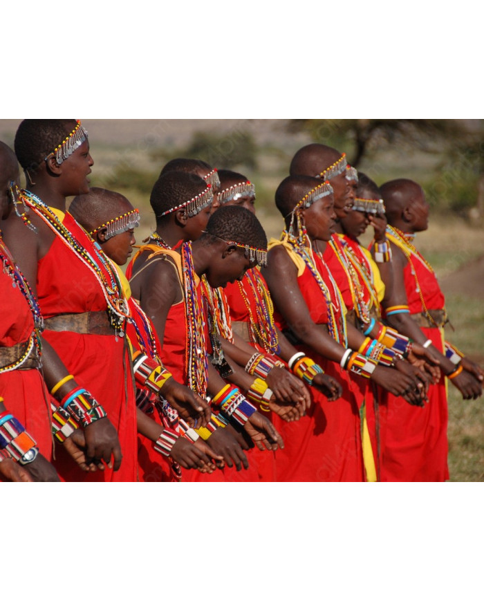 Massai con vestidos tradicionales, Kenya