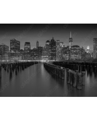 Rascacielos de Lower Manhattan desde el puente de Brooklyn, Nueva York, USA