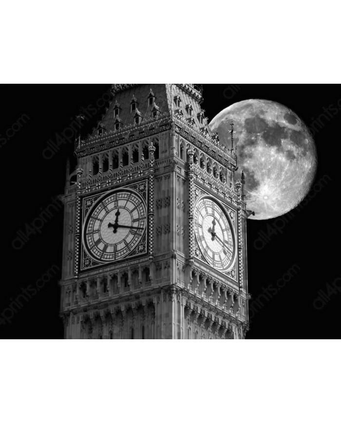 Big Ben con luna llena, Londres, UK
