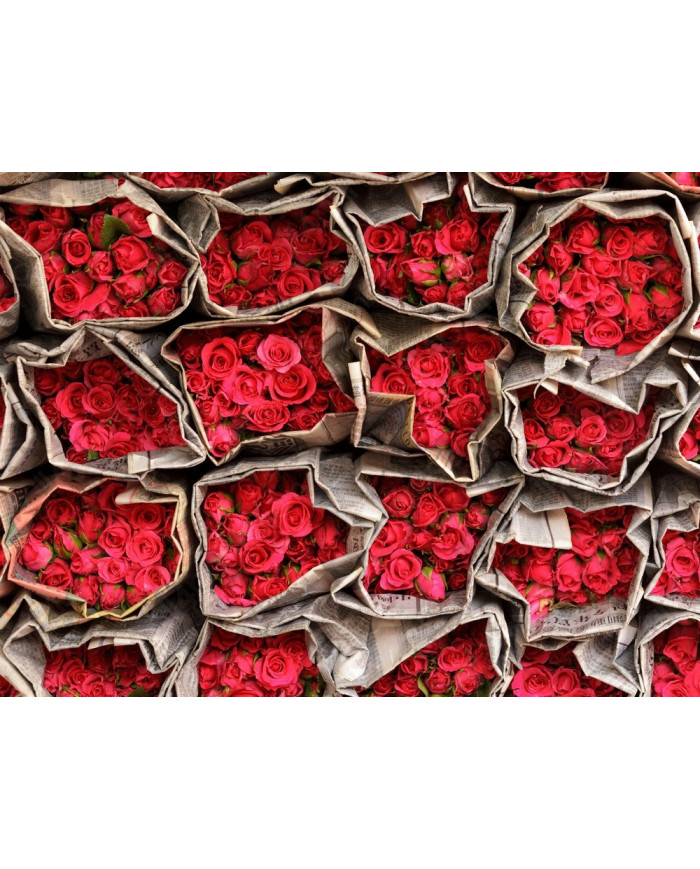 Ramo de rosas en un mercado en Guanzu, China
