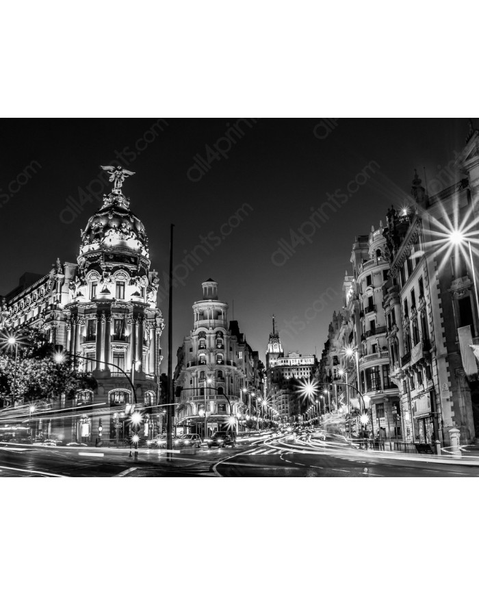 Vista de la calle de Gran via, Madrid, España