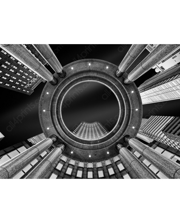 Vista nocturna de rascacielos, Nueva York