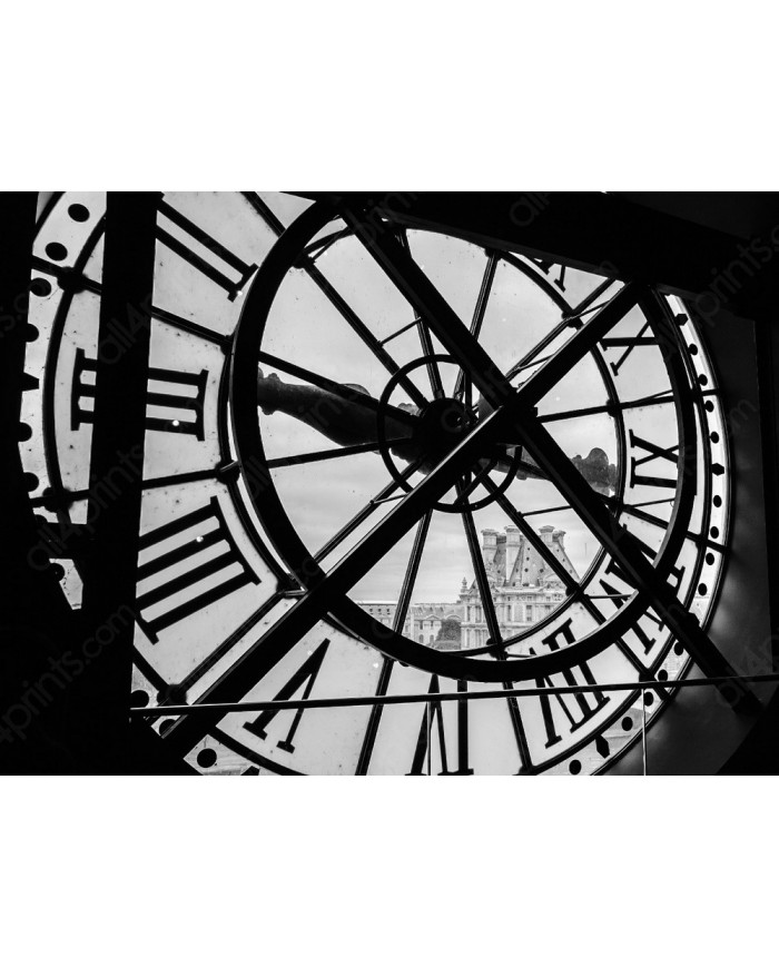View of the Louvre Museum from the Orsay Museum Clock, Paris, France