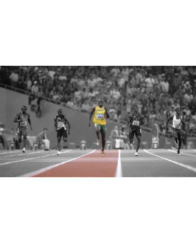 Usain Bolt en la final de 100 metros de Río, 2016