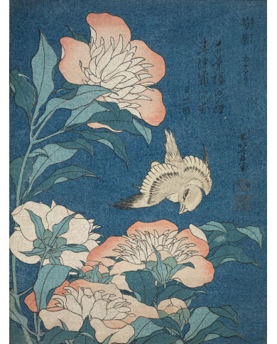Katsushika Hokusai, Peonies and Canary