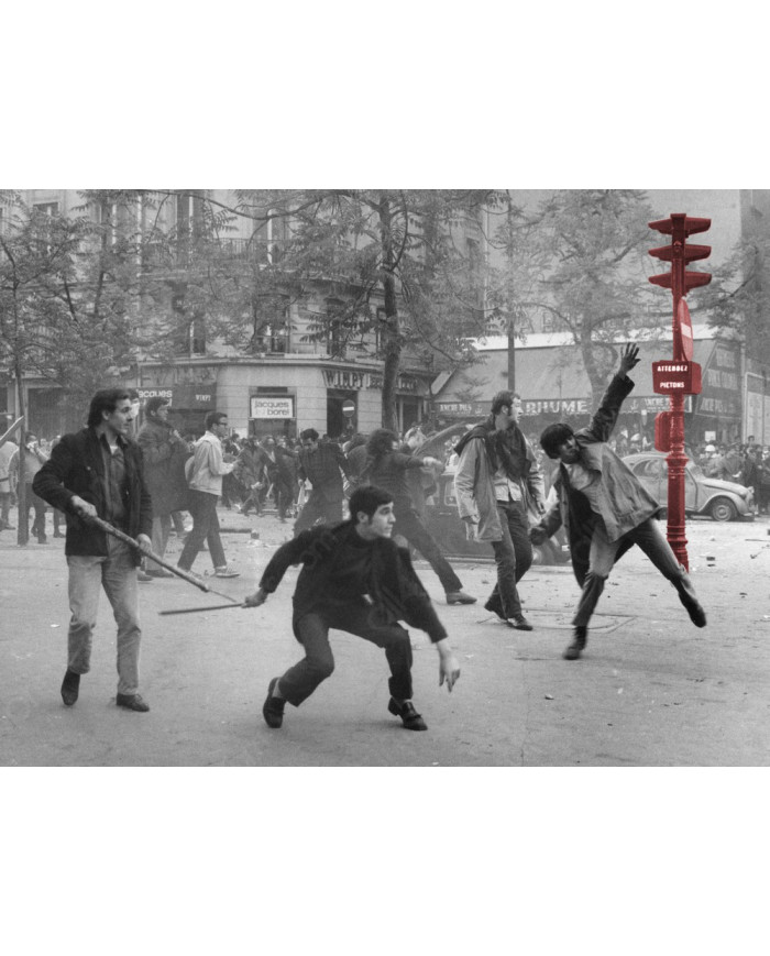 Revolución de Primavera, 6th arrondissement. Boulevard Saint Germain, París, Mayo 1968