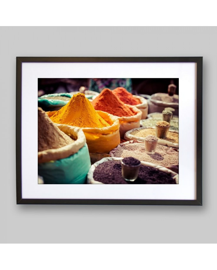 Mercado local con especias, India