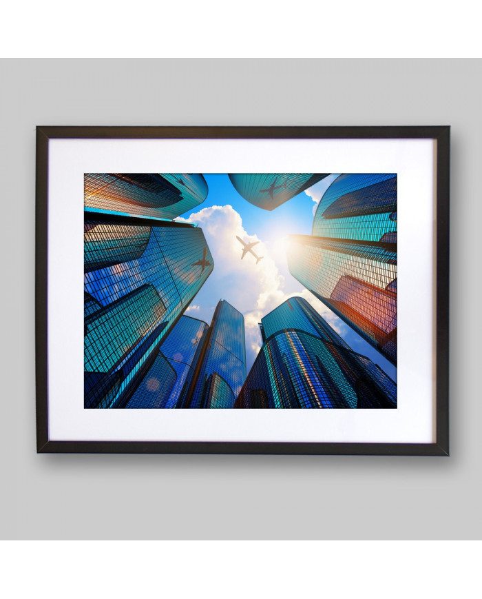 Rascacielos de Nueva York al paso de un avión, USA