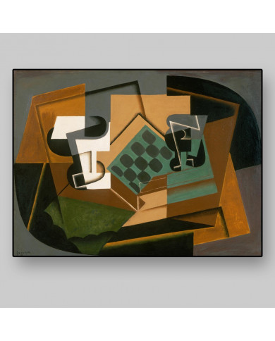 Juan Gris, Tablero de ajedrez, vaso y comida Juan Gris, Tablero de ajedrez, vaso y comida