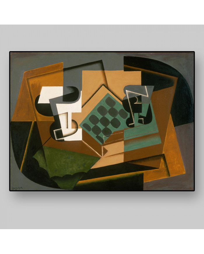 Juan Gris, Tablero de ajedrez, vaso y comida
