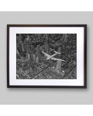 Vista aéra de un DC-4 volando sobre Manhattan