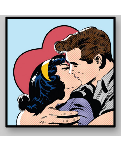 Pop Art illustration of a kissing couple Pop Art illustration of a kissing couple