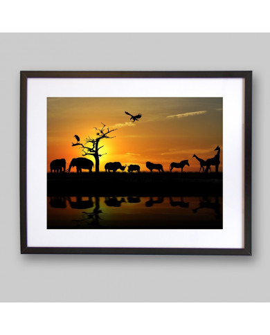 Siluetas de animales en el Parque Nacional de Moremi y Chobe, Botswana Siluetas de animales en el Parque Nacional de Moremi y Chobe, Botswana