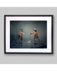 Niños pescando, Laos