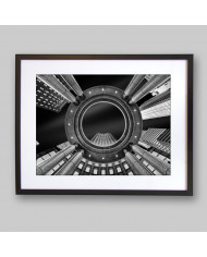 Vista nocturna de rascacielos, Nueva York